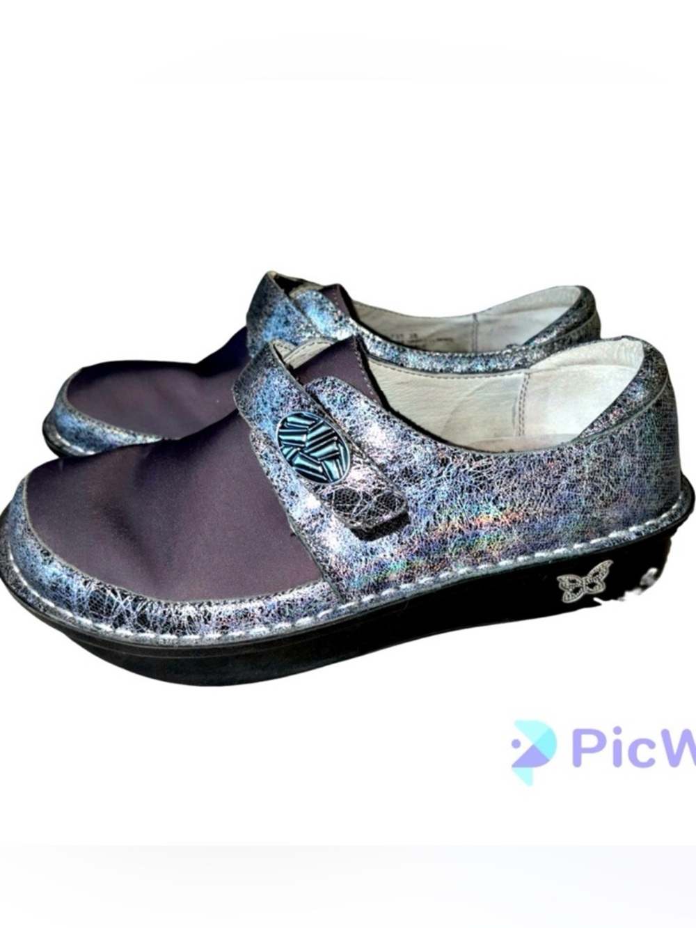 Alegria Dena Dream Fit Leather Neoprene Slip-On Comfort Clogs Shoes 38/8